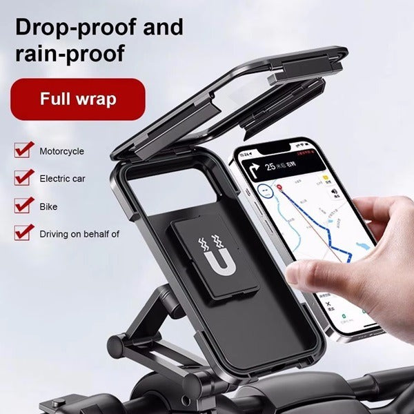 Waterproof Motorcycle Bike Mobile Phone Holder, Bike Phone Mount Waterproof Cell Phone Holder 360 Rotation Motorcycle Phone Case