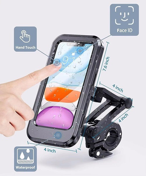 Waterproof Motorcycle Bike Mobile Phone Holder, Bike Phone Mount Waterproof Cell Phone Holder 360 Rotation Motorcycle Phone Case