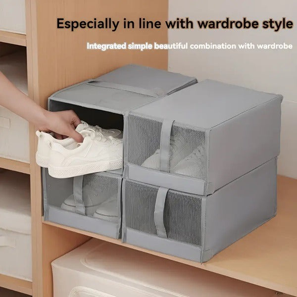 Foldable Shoe Box, Shoe Storage Boxes for Closet Small Space, Foldable Sneaker Storage Boxes