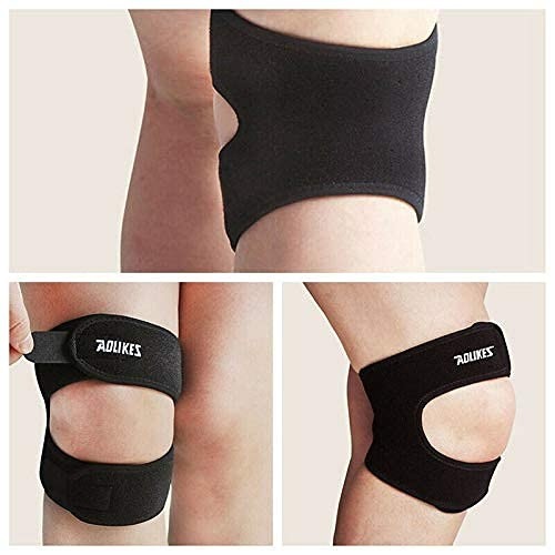 Knee Brace Strap, Adjustable Knee Support Patella, Compression Knee Brace for Men and Women, Knee Straps for Gym, Fitness, Basketball, Injury Recovery, Running, Sports (Black)