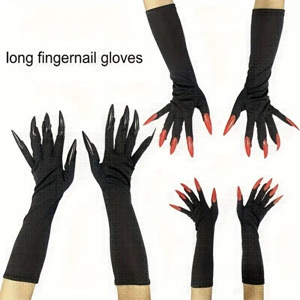 Halloween Ghost Gloves (1Pair), Halloween Gloves Long Fingernails Gloves, Halloween Witch Gloves Devil Ghost Gloves