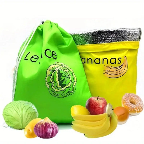 Insulated Vegetable Bag, Reusable Produce Bags Design, Durable Banana Bags, Reusable Shopping Bags, Grocery Produce Net Bags, Drawstring Bags Mesh Vegetables for Fruits and Vegetables