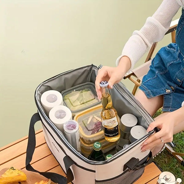 30L Large Capacity Picnic Bag, Meal Container, Big Capacity Oxford Waterproof for Camping/BBQ/Outdoor Activities