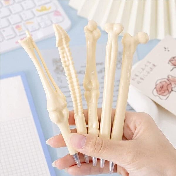 5pcs Skeleton Bone Ball Pen, Bone Shape Ballpoint Pens Finger Skull Bone Pen For Nurse