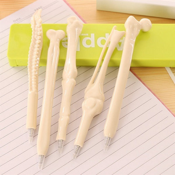 5pcs Skeleton Bone Ball Pen, Bone Shape Ballpoint Pens Finger Skull Bone Pen For Nurse