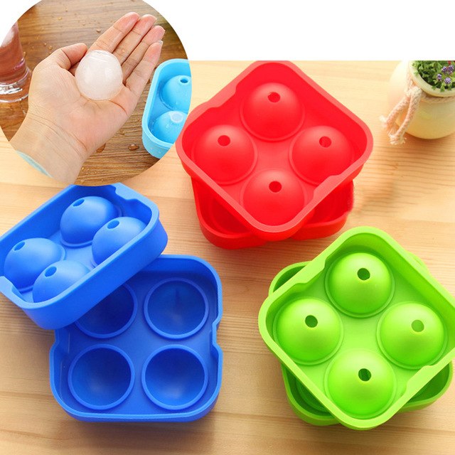 4 Cavity Plastic Ice Rounder Tray