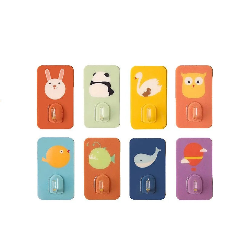 10 Pcs Rectangle Cartoon Print Self Adhesive Hook