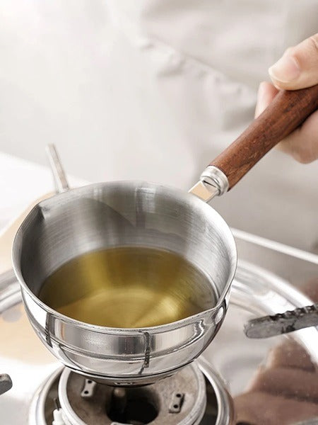 Stainless Steel Mini Saucepan, Tadka Pan with Handle, Rustproof Fast Heating Food Grade, Milk Butter Warmer Pot with Cool Handle for Making Syrup for Melting Butter (200ML)