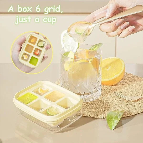 6 Grid Ice Tray With Pop Cover