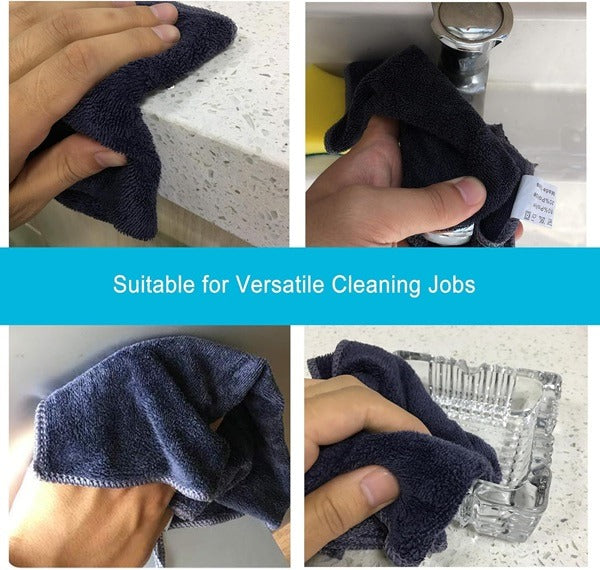 3 pcs Microfiber Cleaning Black Cloth 25*25Cm