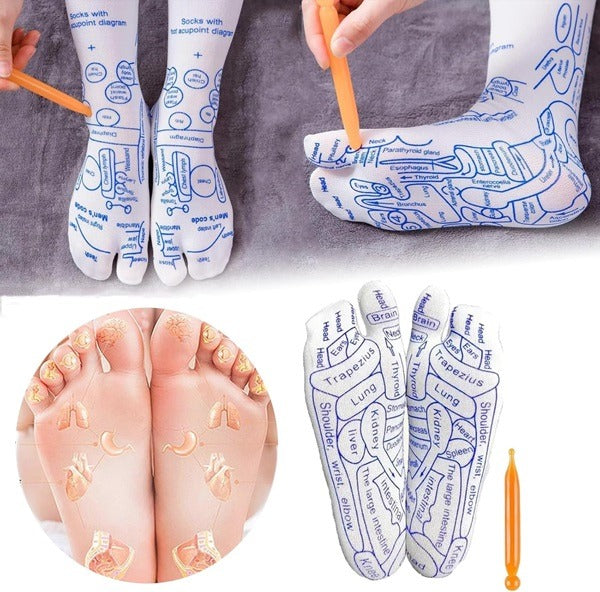 Acupressure Reflexology Socks With Massage Stick for Men &amp; Women, Point Foot Massager Tool