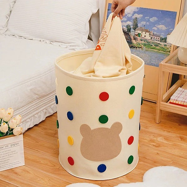 Polka Dot Large Capacity Storage Basket – Felt Storage Organizer for Home & Office (Pack of 1 Pc)