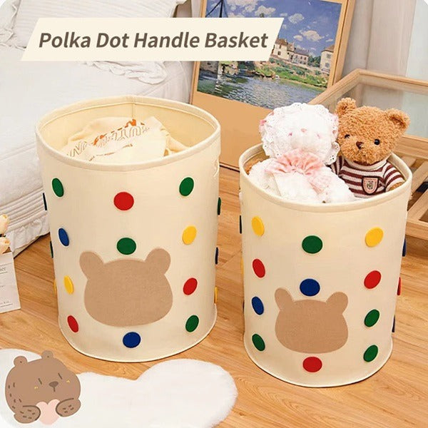 Polka Dot Large Capacity Storage Basket – Felt Storage Organizer for Home & Office (Pack of 1 Pc)
