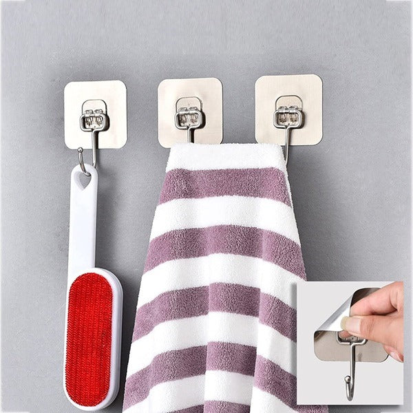 10pcs Metal Sticker Hook Heavy Duty Self Adhesive Sticker for Bathroom, Kitchen