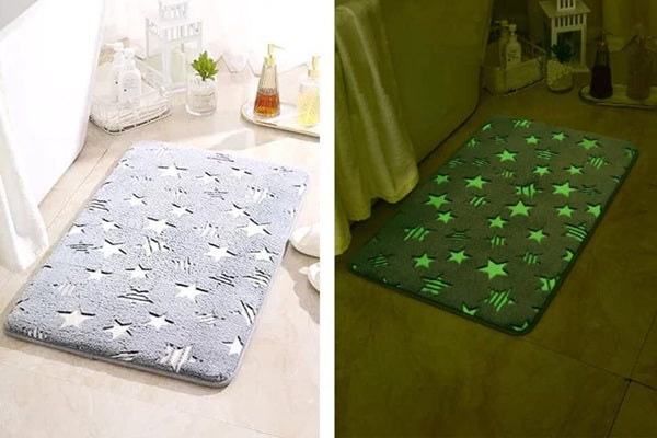 Microfiber Non-Slip Night Glow Mat (Random Print), Dark in Glow Bathroom Mat Radium Bath Mat Microfiber Non-Slip Rug Soft & Washable Kitchen Mat