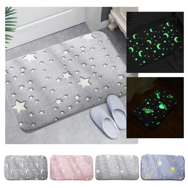 Microfiber Non-Slip Night Glow Mat (Random Print), Dark in Glow Bathroom Mat Radium Bath Mat Microfiber Non-Slip Rug Soft & Washable Kitchen Mat