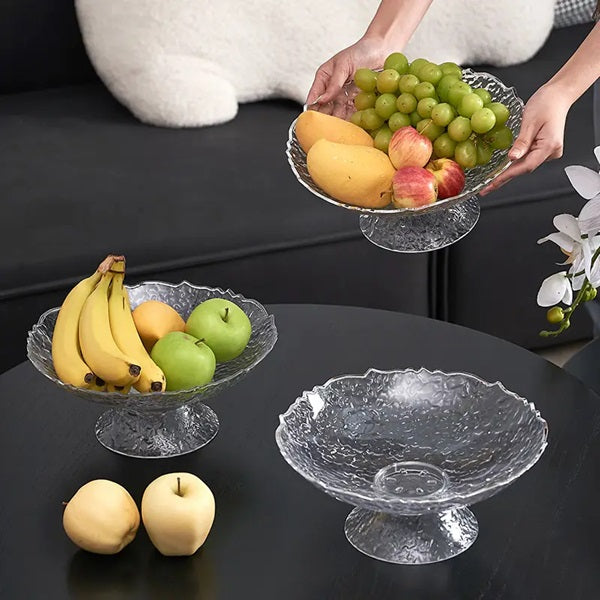 Acrylic Fruit Plate Basket, Fruit Bowl Plate Basket Creative Table Centerpieces Fruit Stand Decorative Countertop Fruit Holder for Kitchen Counter, Fruit Plate Round Storage Bowl for Bread Snacks Candy