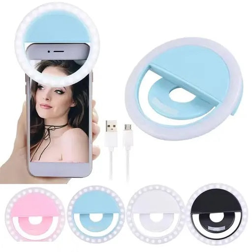 Mini Mobile Selfie Ring Light, Portable LED Ring Selfie Light for All Smartphones, Tablets Enhancing Ring Light with 3 Level of Brightness for Photography Video Calling