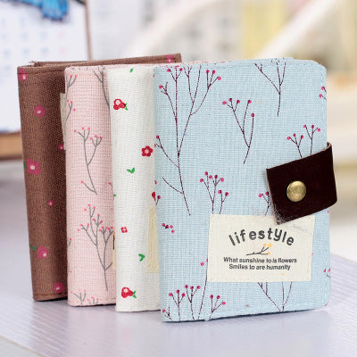 Floral Print Canvas 20 Cards Holder