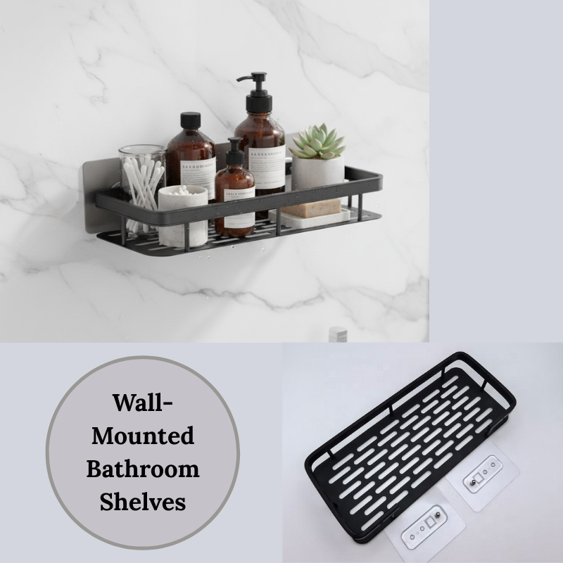 Self-Adhesive Wall-Mounted Bathroom Shelves – Space Aluminum Shower Caddy Organizer for Kitchen & Bathroom Essentials(Pack of 1 Pc )