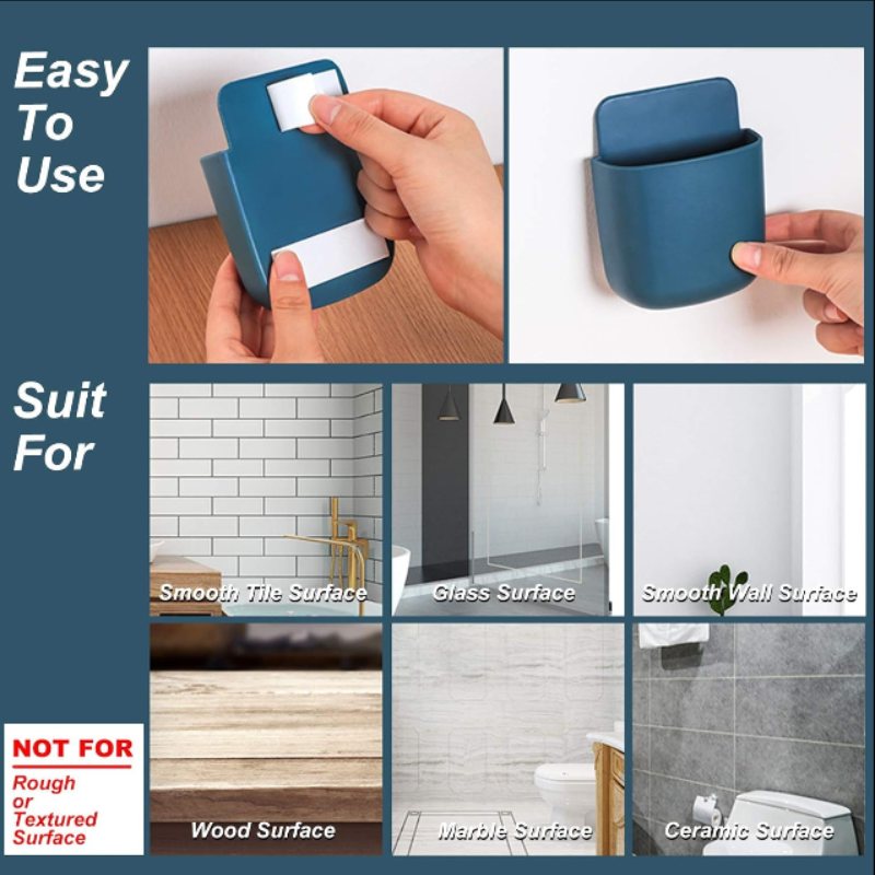 Wall Mounted  Mobile & Remote Holders – Multipurpose Organizer for Living Room & Bedroom (Random color-Pack of 4)