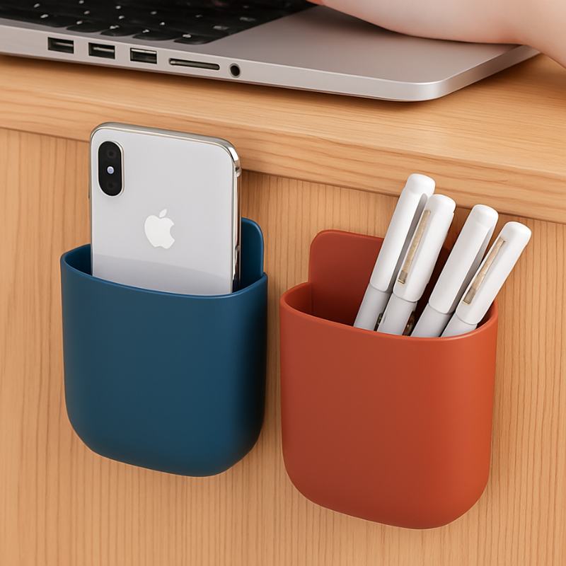 Wall Mounted  Mobile & Remote Holders – Multipurpose Organizer for Living Room & Bedroom (Random color-Pack of 4)