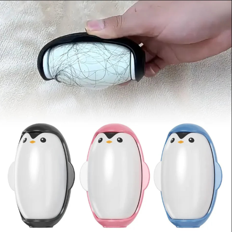 Cute Penguin Reusable Pet Hair Remover Roller – Washable Lint Brush for Clothes & Furniture (Random color- Pack of 1)