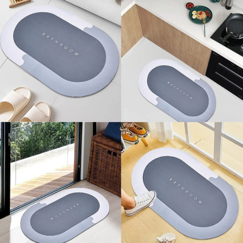 Water Absorbent Bathroom Door Mat (Plain)- Non Slip Mat for Bathroom Cushion (Pack of 1)