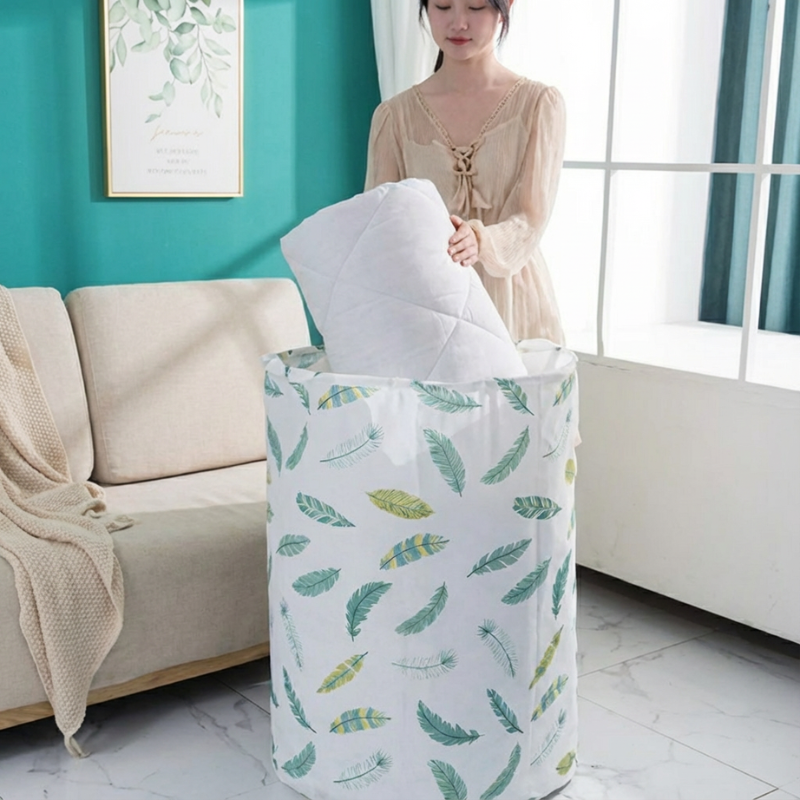 Multifunction Large Capacity Round Quilt Storage Bag – Waterproof, Foldable Underbed Organizer with Drawstring Closure for Clothes, Blankets & Bedding(Random Print-Pack of 1)