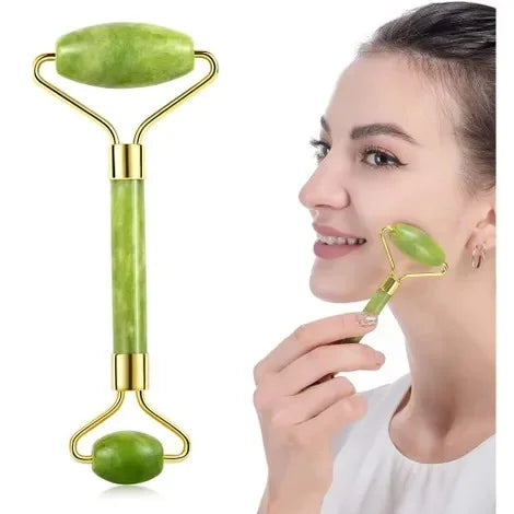 Flawless Facial Massage Jade Roller for Women is Natural Himalayan Stone Gua Sha Stone with Face Roller, helps Skin Wrinkles &amp; Serum Application