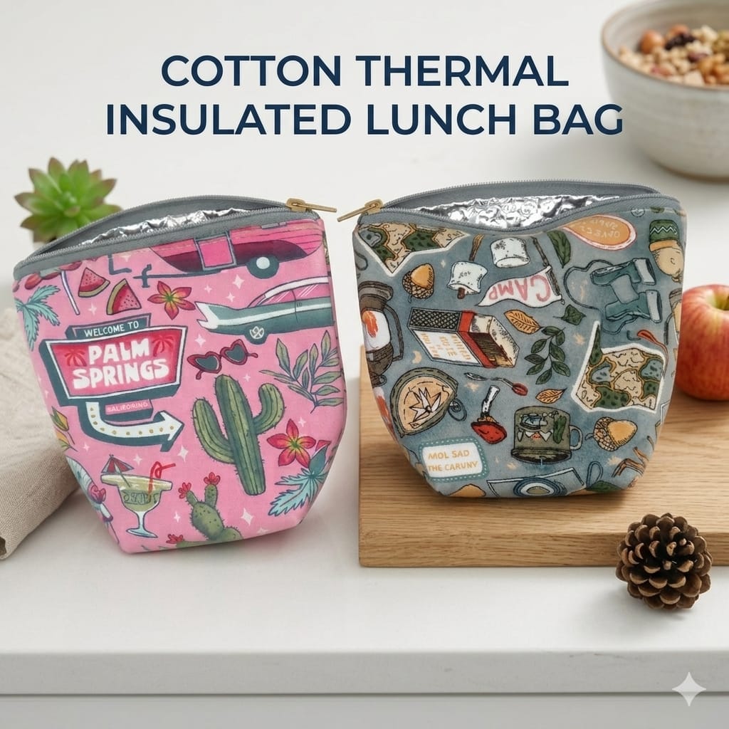 Cotton Thermal Insulated Lunch Pouch | Small Tiffin & Lunch Box Cover Bag