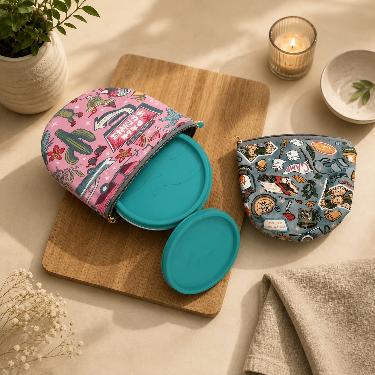 Cotton Thermal Insulated Lunch Pouch | Small Tiffin & Lunch Box Cover Bag
