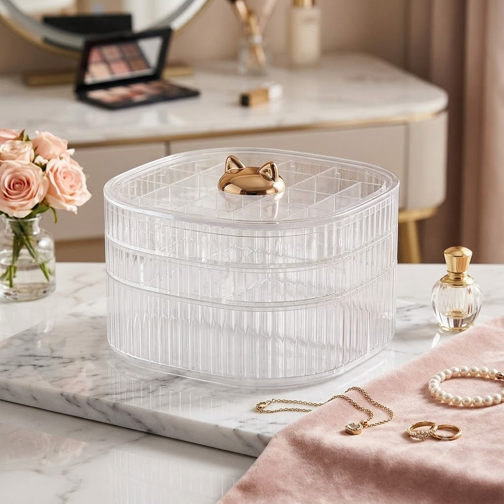 3-Layer Acrylic Jewelry Box | Crystal Clear Stackable Organizer for Rings, Earrings, Necklaces & Bracelets