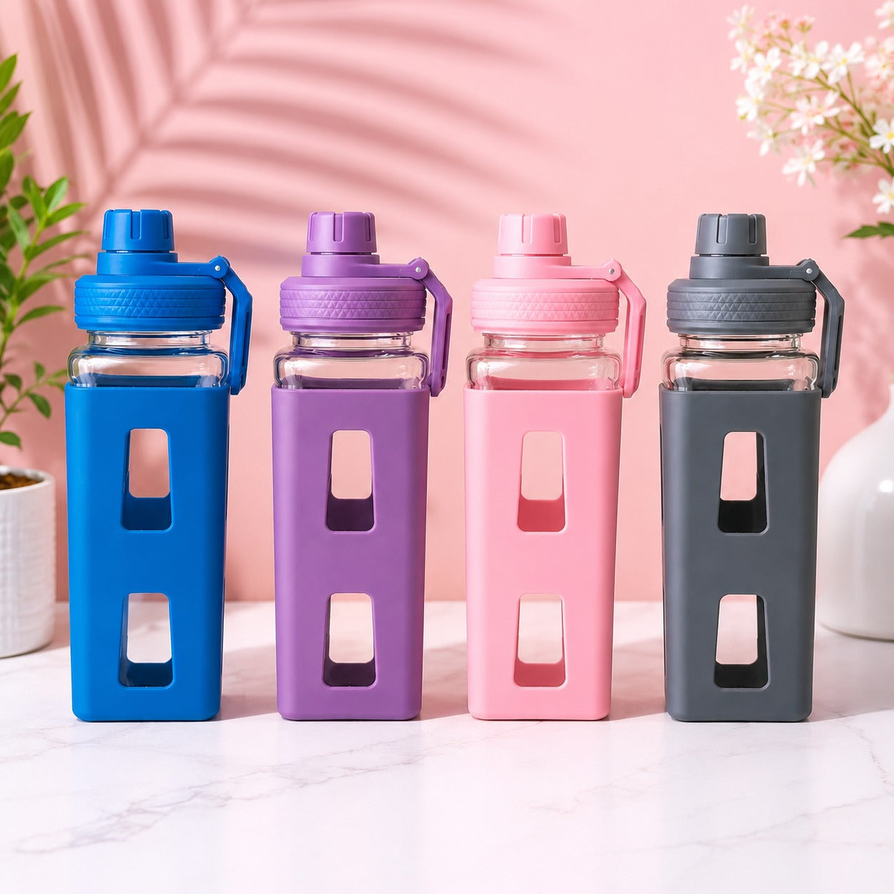 900ml Creative Square Water Bottle – Leakproof, Portable & Stylish Hydration Bottle for Gym, Office, Travel & Home Use (Random color-Pack of 1 Pc)