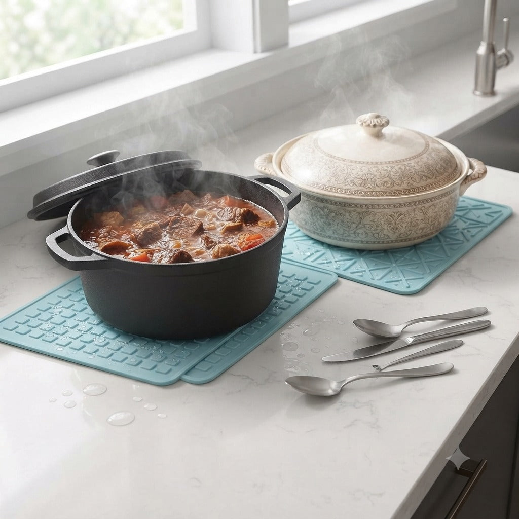 Silicone Trivet Mat / Hot Pad (Pack of 2) – Heat Resistant Non-Slip Kitchen Hot Pot Holder | Random Color