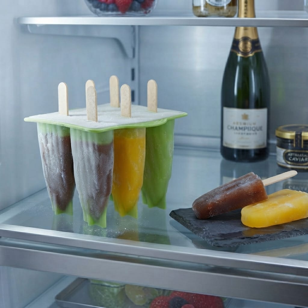 Reusable 6-Cavity Popsicle Mold - Green | DIY Ice Lolly & Fruit Candy Maker with Sticks