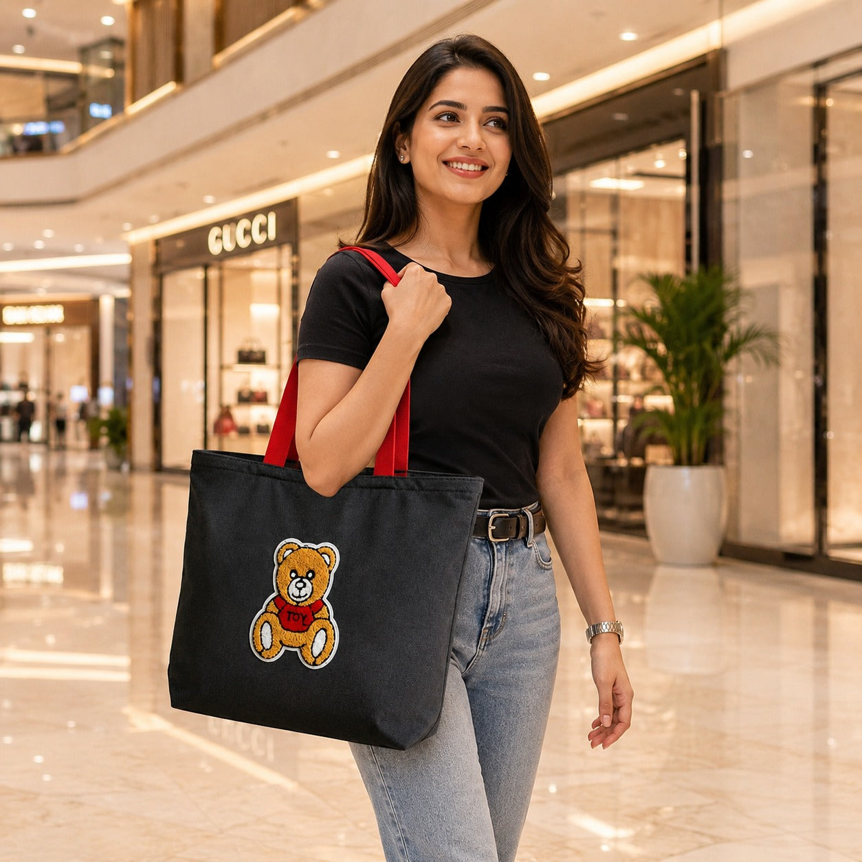 Cute Teddy Reusable Shopping Bag | Foldable Large Capacity Grocery Tote Bag for Shopping, Travel & Daily Use