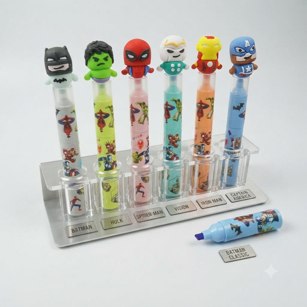 3-in-1 Highlighter Pen | Quirky & Funky Multi-Color Highlighters | Cute Cartoon Design Marker for School, Office & Study (Random Color & Character-Pack of 1)