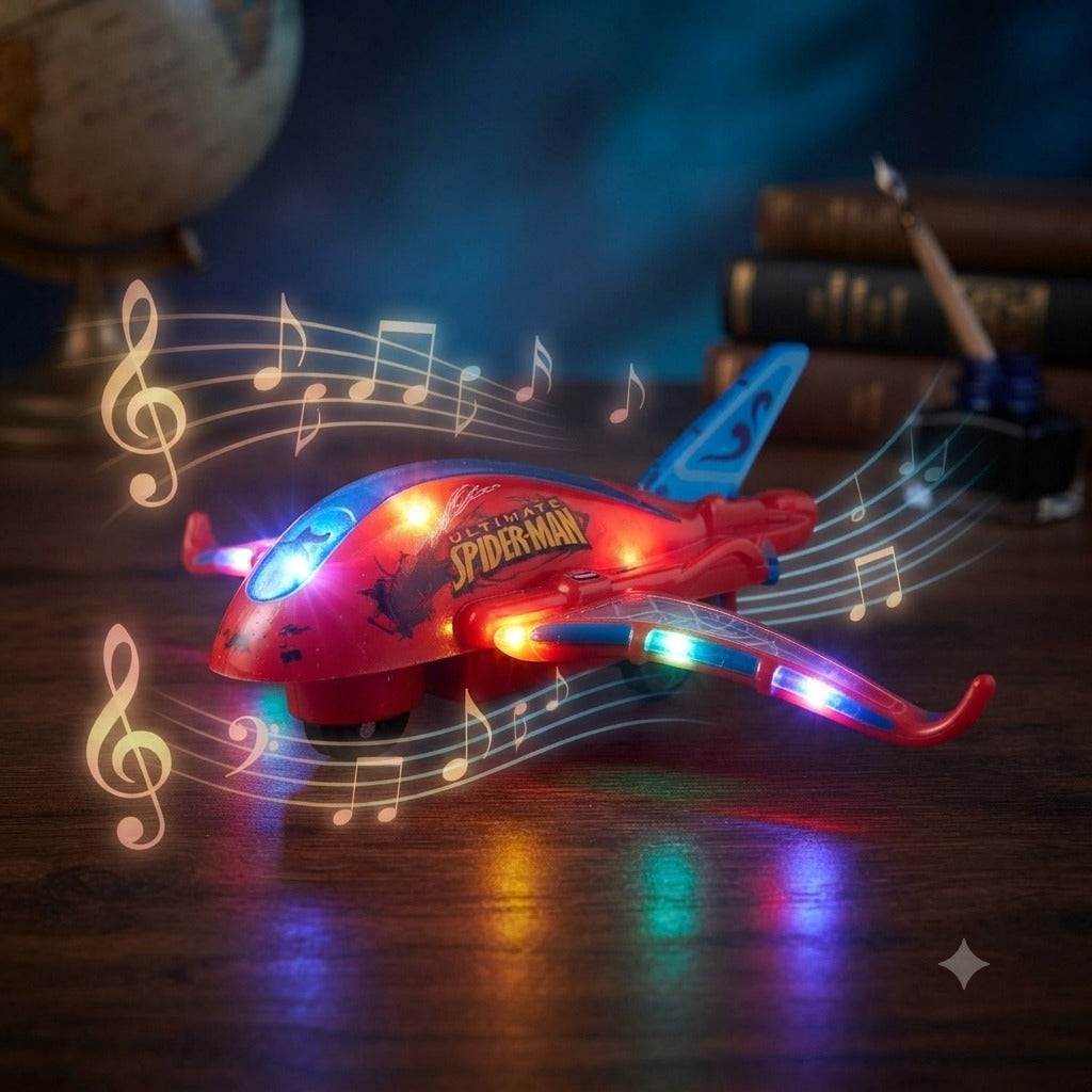 Bump & Go Toy Airplane with Lights & Music – Battery Operated Automatic Plane Toy for Kids