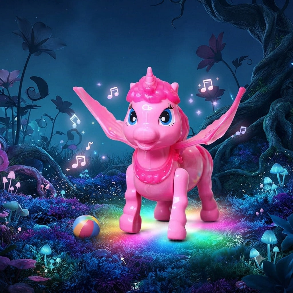 Walking Unicorn Toy with Lights & Music – Cute Moving Unicorn Toy for Kids-Battery Operated  (Girls & Boys)