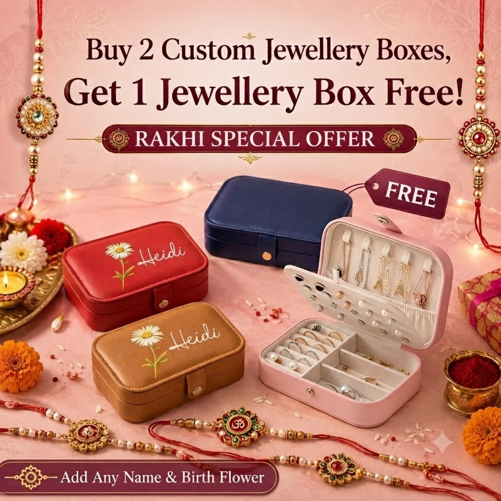 Rakhi Special Gift for Sister | Personalized Jewellery Box for Girls | Custom Name & Birth Flower Jewellery Organizer