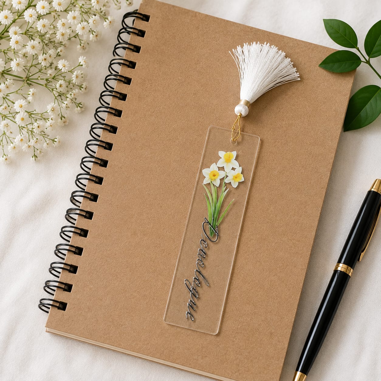 Personalized Acrylic Bookmark with Name & Birth Month Flower – Custom Book Page Holder with Tassel | Gift for Book Lovers & Women