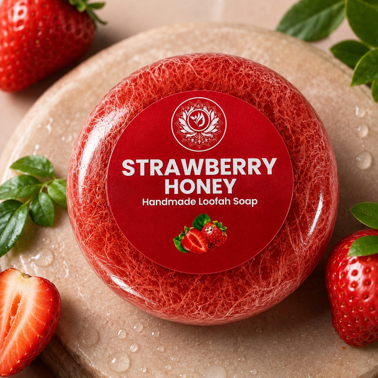 Strawberry Honey Handmade Loofah Soap (Pack of 1)
