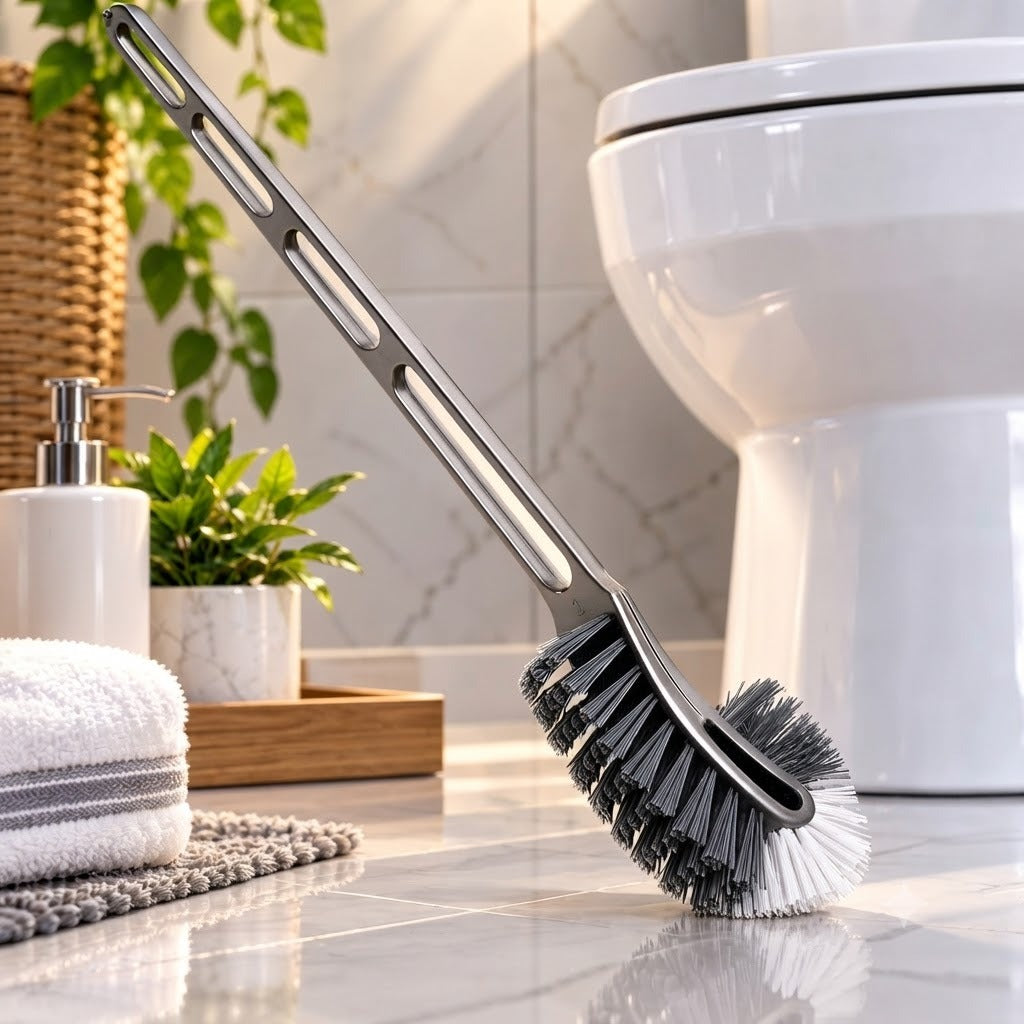 Multipurpose Toilet Brush with Holder, Long Handle Bathroom Cleaning Brush, Strong Bristle Toilet Bowl Scrubber