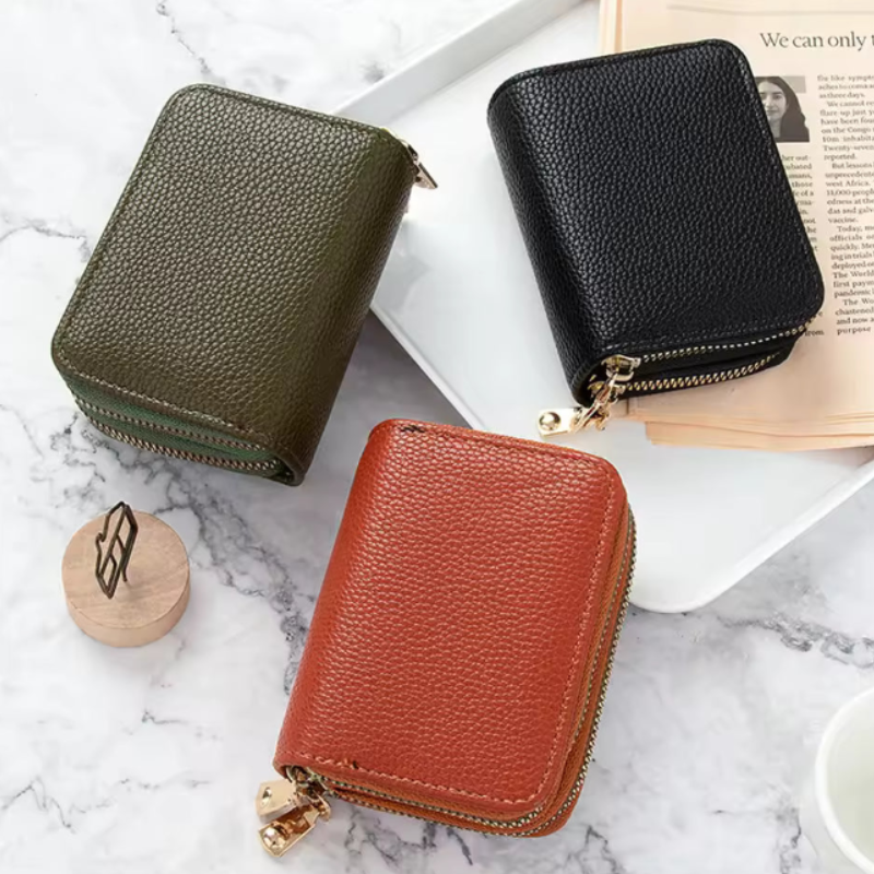 Compact PU Leather Wallet for Women – Short Zipper Purse with Card Slots (Random Color-Pack of 1)
