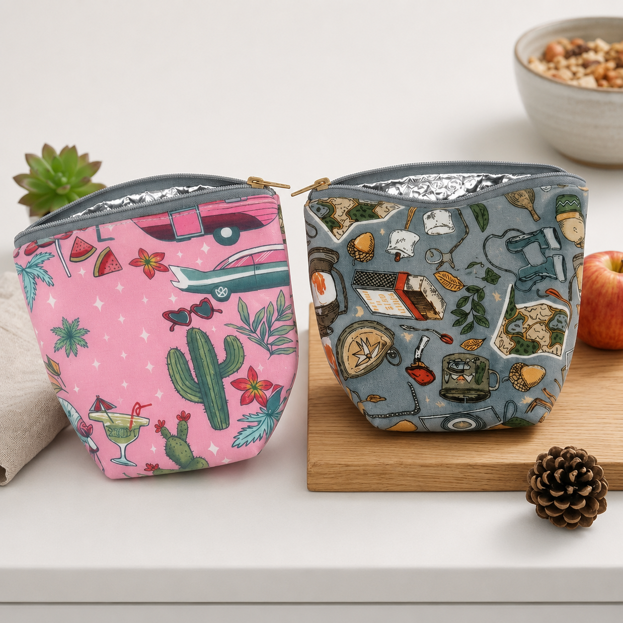 Cotton Thermal Insulated Lunch Pouch | Small Tiffin & Lunch Box Cover Bag(Random Print)
