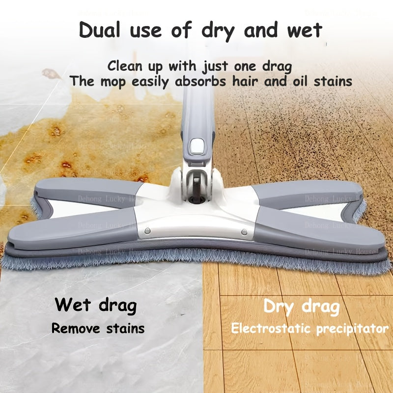 Butterfly Shaped Household Wet Dry Dual-use Mop 360° Rotation Ultra-fine Fiber Pad, Suitable for cleaning bathtubs, tiles, floors, walls, and glass - can be used in kitchens, bathrooms, and living rooms