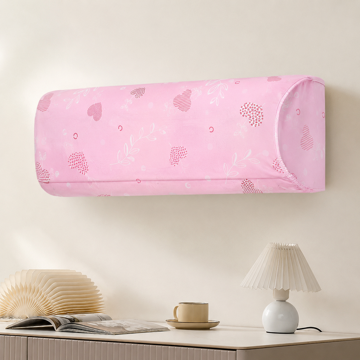 2 Ton Air Conditioner Cover – Heavy Duty, Dustproof & Weatherproof AC Protector Pink Color  (Pack of 1 Random Print)