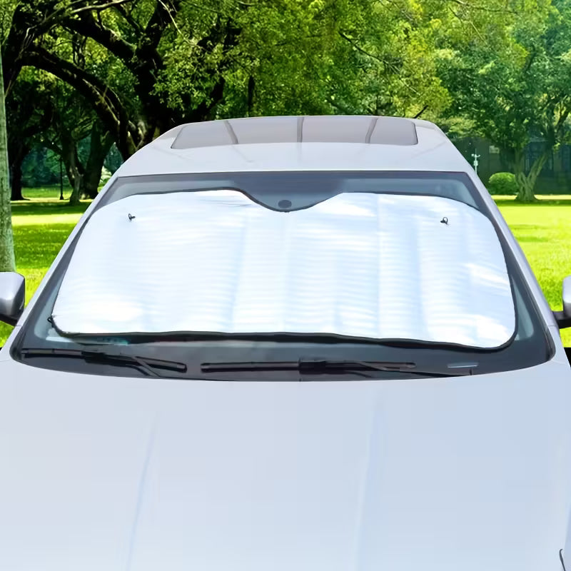 UV Protection Double-Sided Aluminum Foil Car Sunshade – Easy Roll-Up Windshield Sun Shield for Cars
