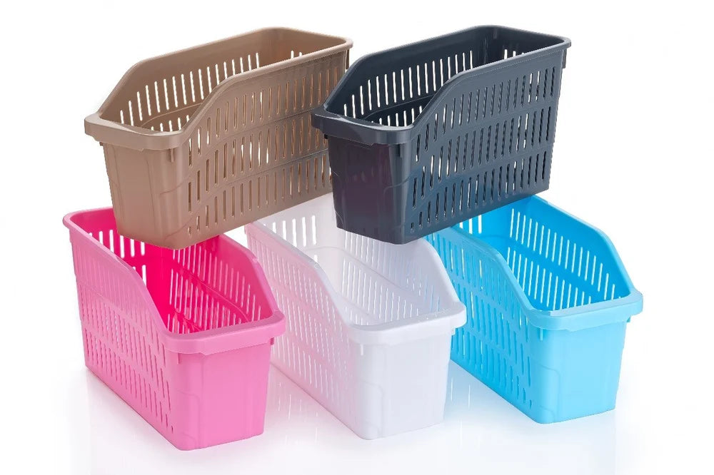Navya Multipurpose Storage Basket – 4000ml Plastic Organizer Basket for Kitchen & Home Use (Random color-Pack of 3)